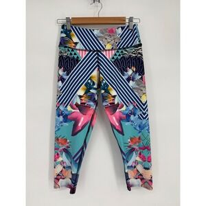 Onzie Flow Capri Pants Womens Multicolor Floral Geometric Leggings Sz M/L NEW
